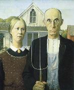 Grant Wood American Gothic oil painting